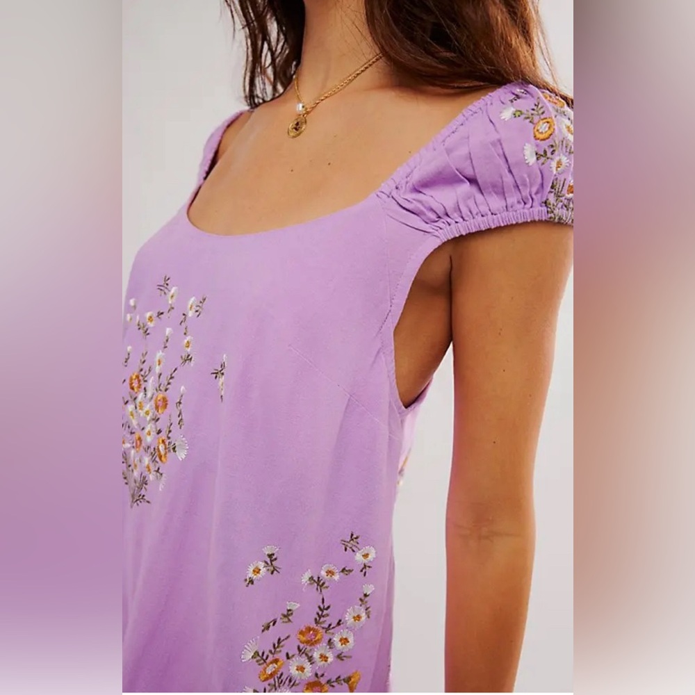NWT Free People Wildflower Embroidered Mini Dress - Picture 2 of 4